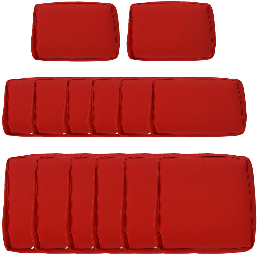 Outdoor 14pc Patio Rattan Sofa Set Cushion Polyester Cover Replacement Set - No Cushion Included Red