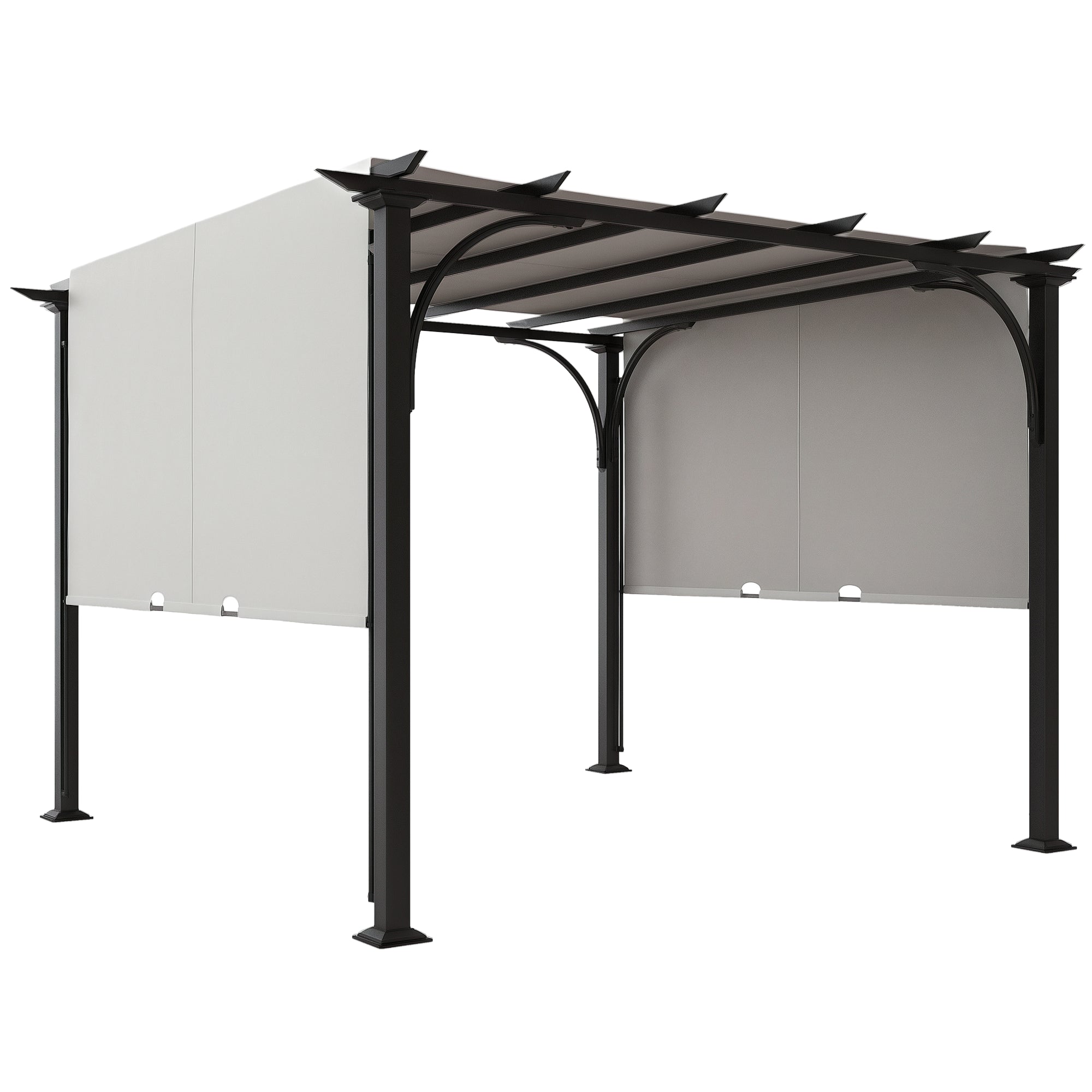 10' x 10' Outdoor Pergola Patio Gazebo Canopy Sun Shelter, Steel Frame, White