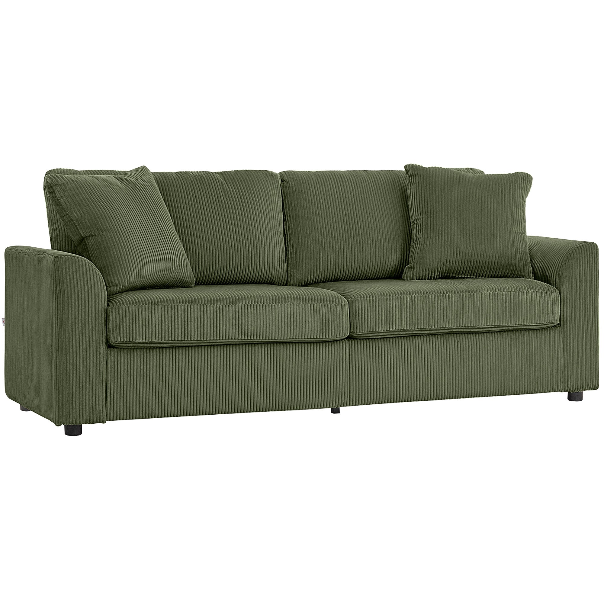 3 Seater Sofa, 83.5" Modern Upholstered Couch with Pocket Spring and 2 Scatter Cushions for Living Room, Green