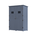4x1.5ft Wooden Garden Storage Shed, Outdoor Tool Cabinet Organizer with Windows and Double Door, Dark Grey