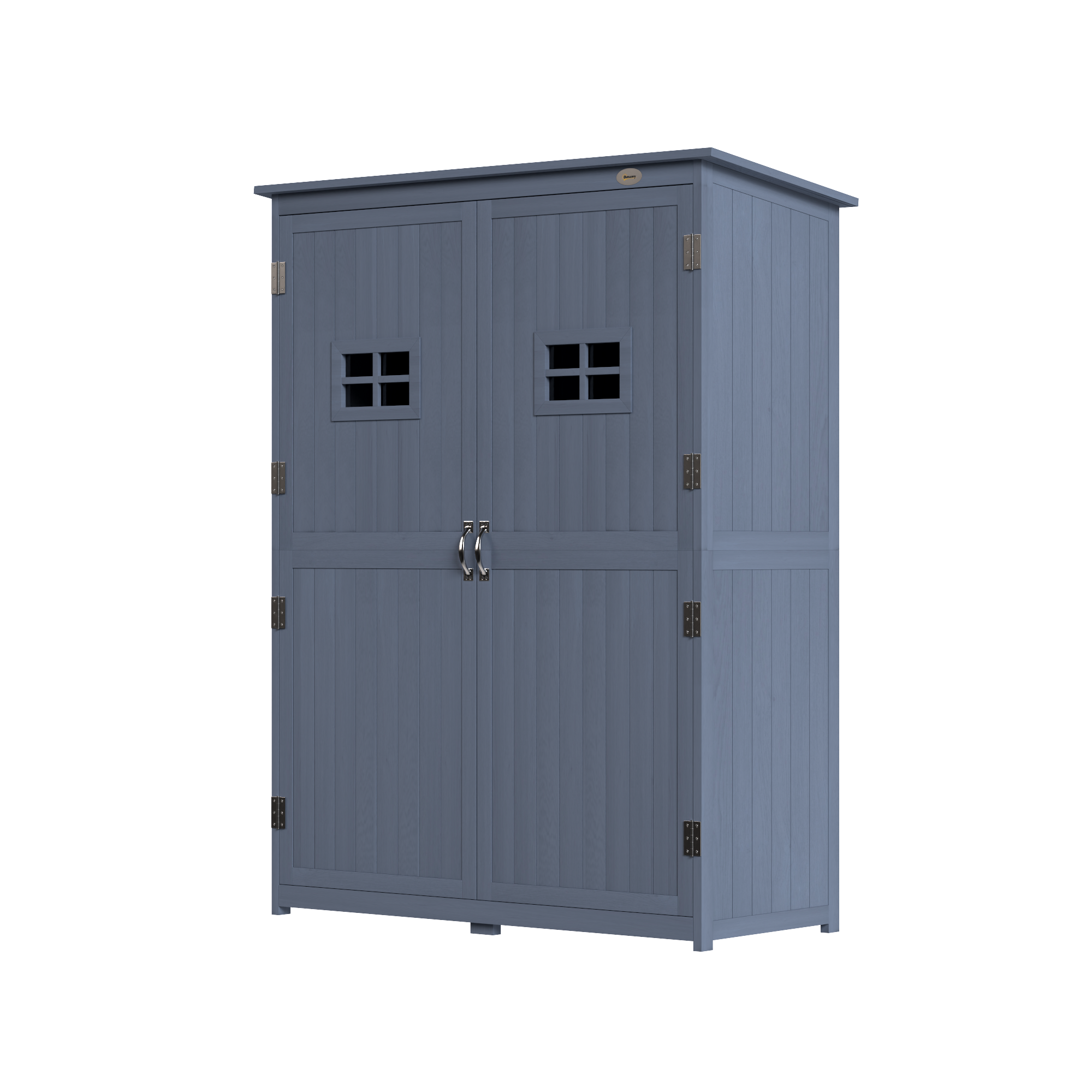 4x1.5ft Wooden Garden Storage Shed, Outdoor Tool Cabinet Organizer with Windows and Double Door, Dark Grey