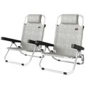 Folding Beach Chair Set of 2, Reclining Backpack Beach Camping Chairs with 4-Position Adjustable Backrest