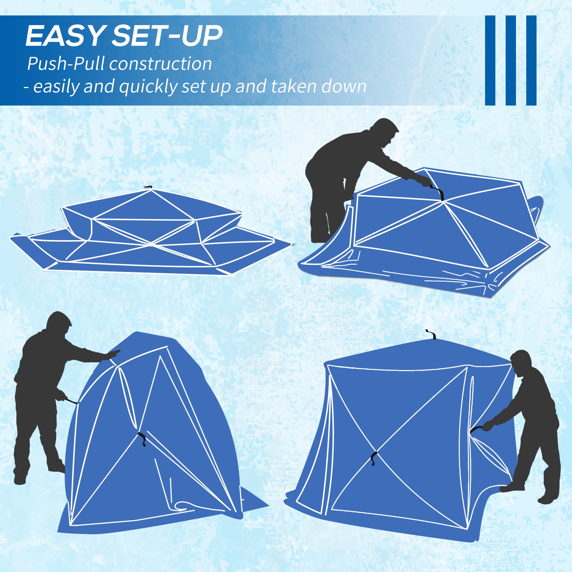 4 Person Insulated Ice Fishing Shelter, Pop-Up Portable Ice Fishing Tent with Carry Bag and Two Doors for -22â„‰, Blue