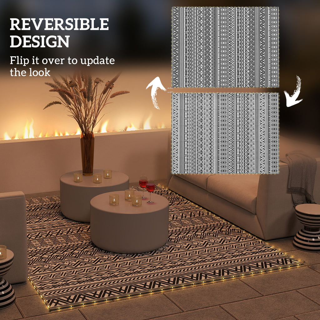 Outdoor Rug Carpet with USB Lights Reversible Patio Rug with Carry Bag for Camping 12' x 9'