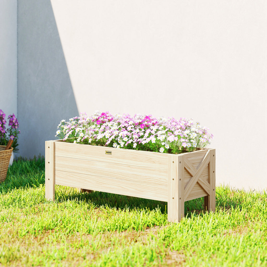 3.3 x 1.2 x 1.2 ft Garden Raised Bed Planter Grow Containers for Outdoor Patio Plant Flower Vegetable Pot, Natural