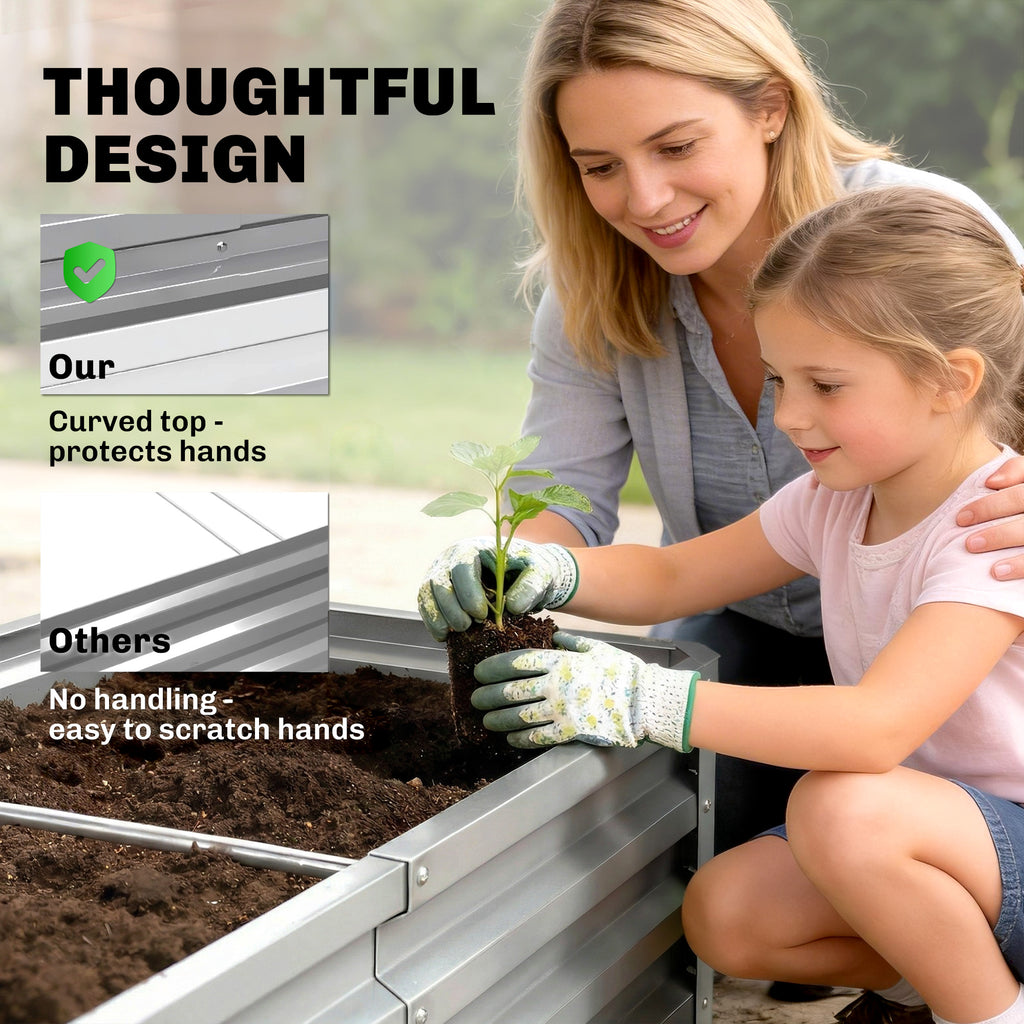 Galvanized Raised Garden Bed, Outdoor Planter Box for Vegetables, Flowers, Herbs, 4' x 2' x 1', Silver