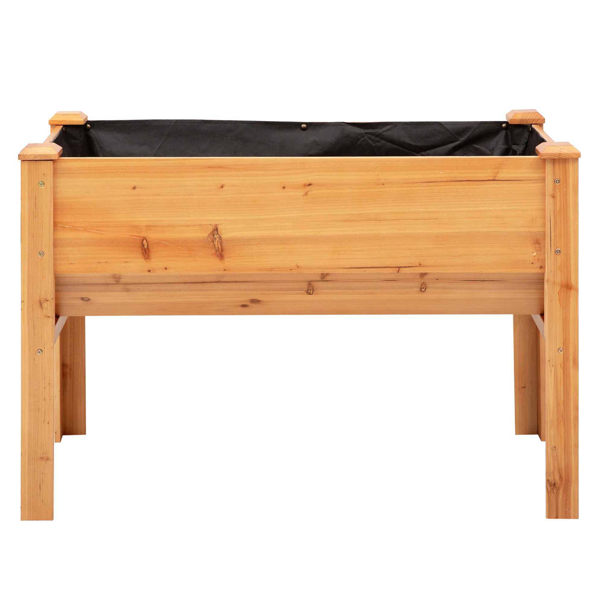 Wooden Raised Garden Plant Stand Outdoor Tall Flower Bed Box with Hooks, 48" x 24" x 32", Nature Wood