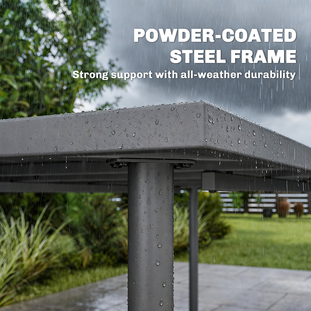 65" x 31.5" Outdoor Dining Table for 6, Metal Rectangular Patio Dining Table with Metal Slatted Top