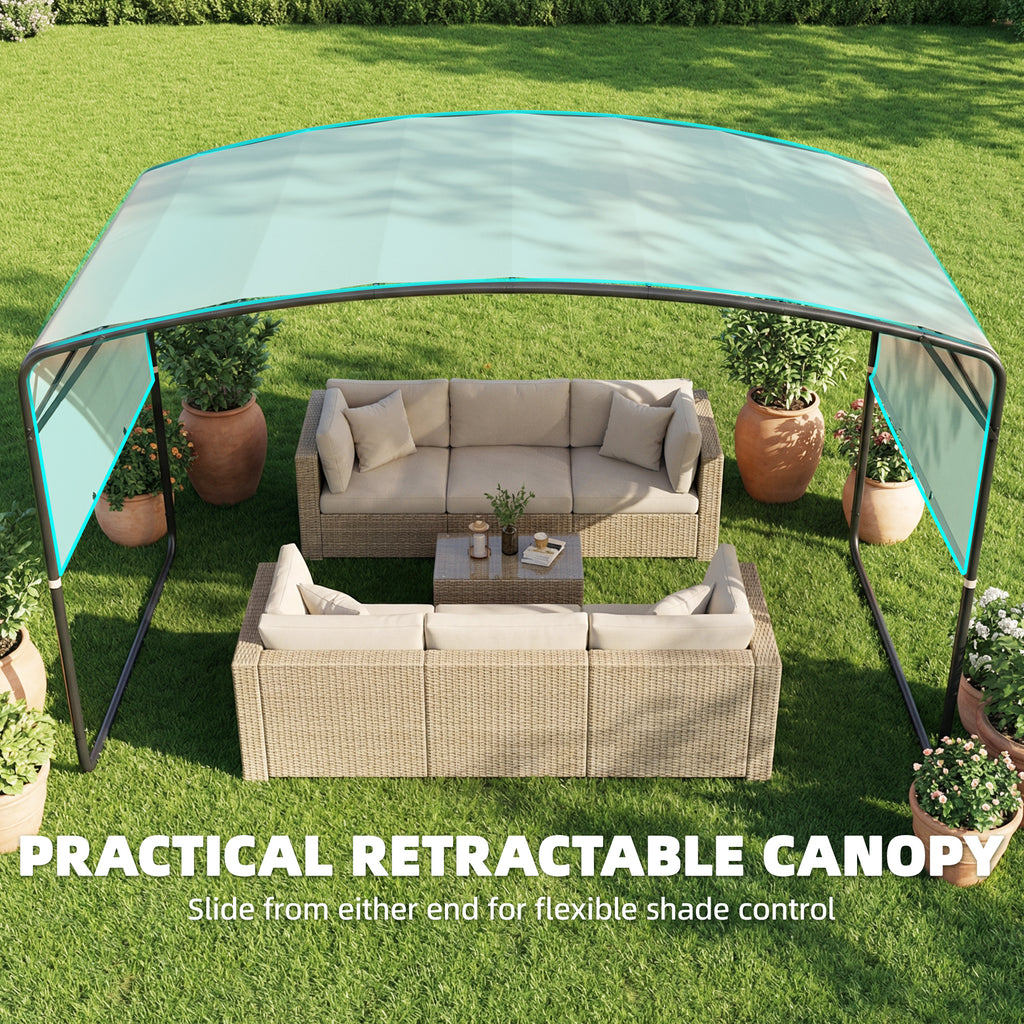 10' x 13' Retractable Pergola Canopy, Outdoor Metal Pergola Gazebo Sun Shade Shelter with Steel Frame, Khaki