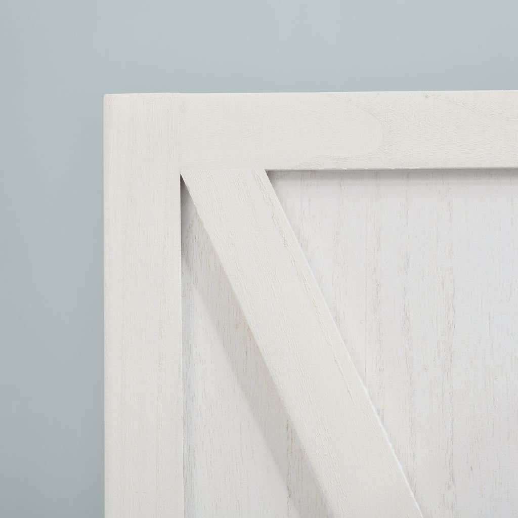 3-panel Wall Partition Farmhouse Room Separator with Foldable Design Wooden Frame 5.6FT, White