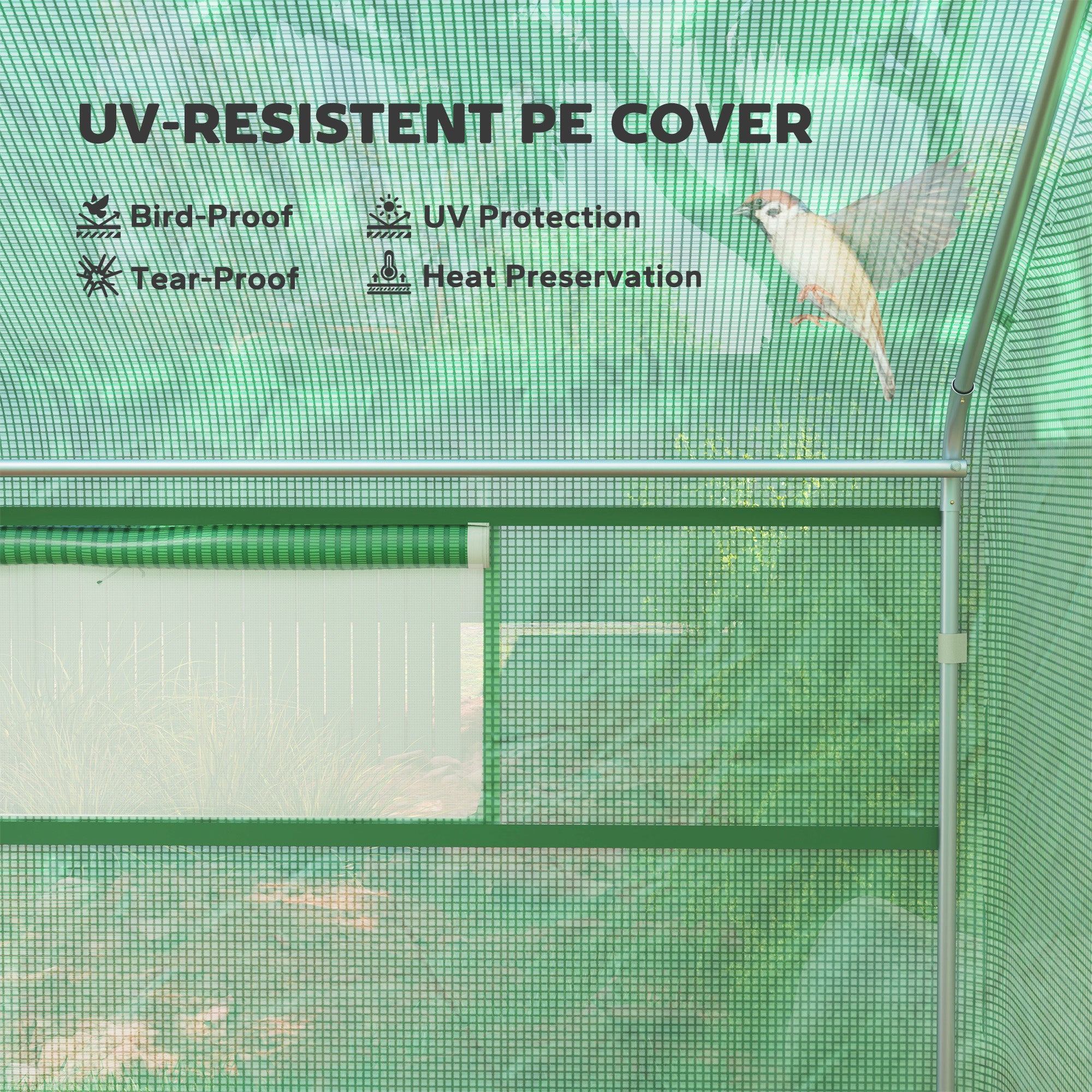 Walk-in Tunnel Greenhouse with Galvanized Steel Frame, Doors & Windows, Wind Resistant, Garden Planting Warm House, 13' x 10' x 6.5' , Green
