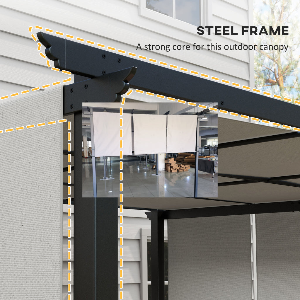 10' x 12' Metal Pergola, Outdoor Pergola with Retractable Canopy, for Garden, Patio, Backyard, Deck
