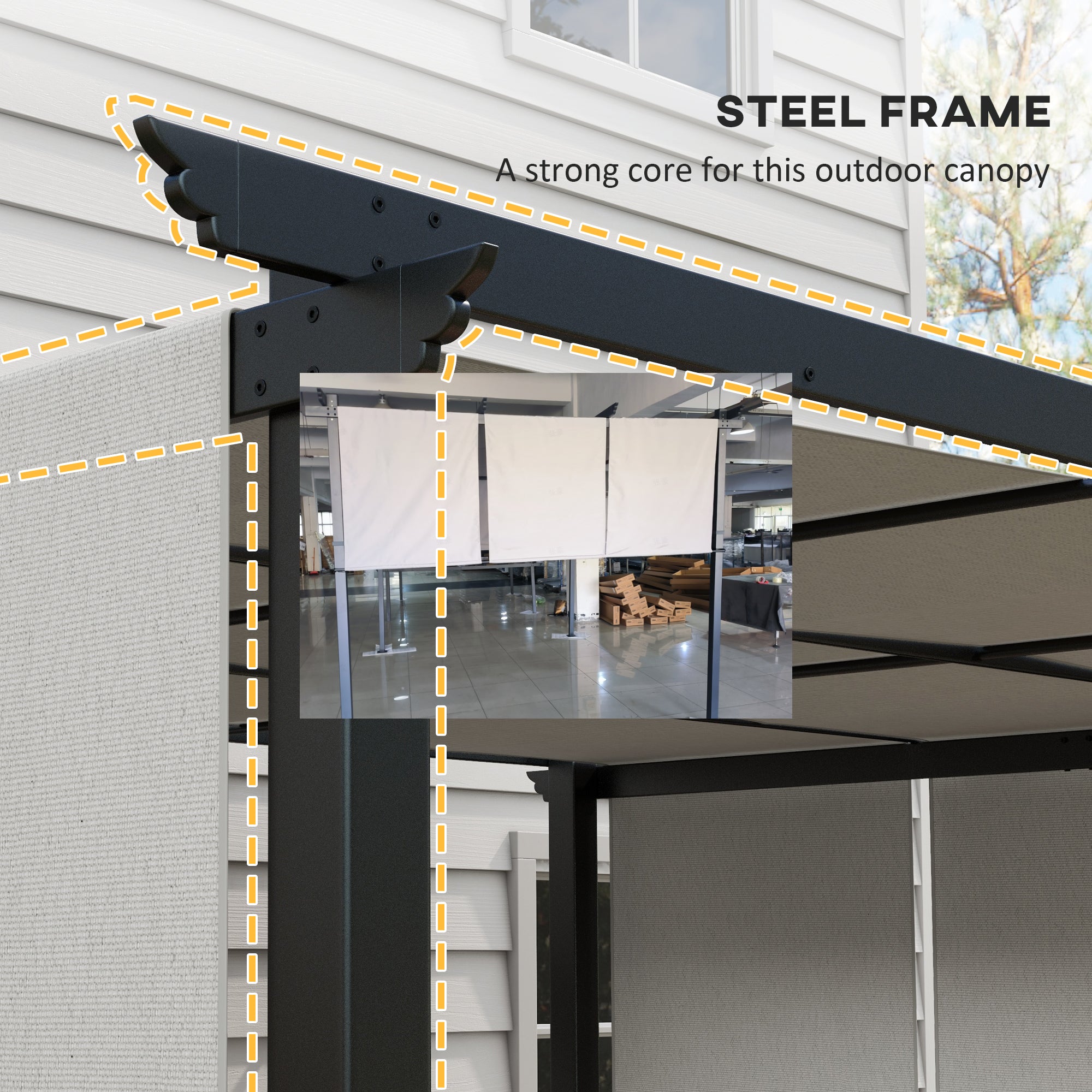 10' x 12' Metal Pergola, Outdoor Pergola with Retractable Canopy, for Garden, Patio, Backyard, Deck