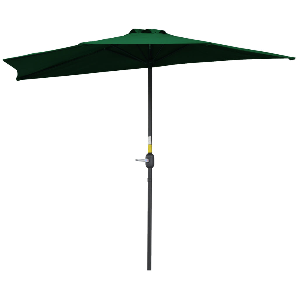 9.8ft Half Umbrella Semi Round Patio Parasol with Crank Handle, Top Vent for Garden, Balcony- NO BASE INCLUDED, Green