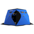 4 Person Insulated Ice Fishing Shelter, Pop-Up Portable Ice Fishing Tent with Carry Bag and Two Doors for -22â„‰, Blue