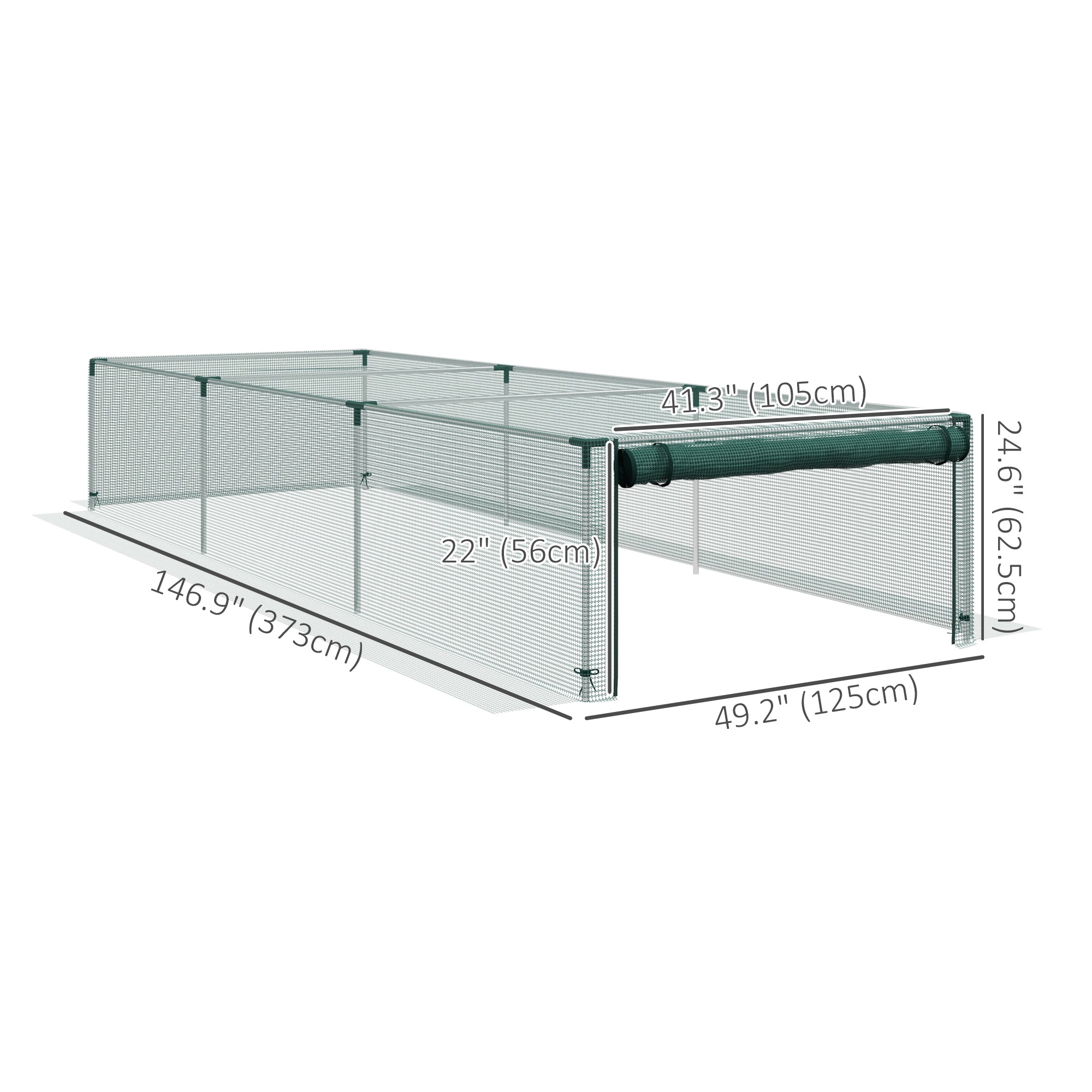 12' x 4' Plant Protection Cage with Zipper Roll-Up Door, Plant Protector from Animals with Galvanised Steel Frame