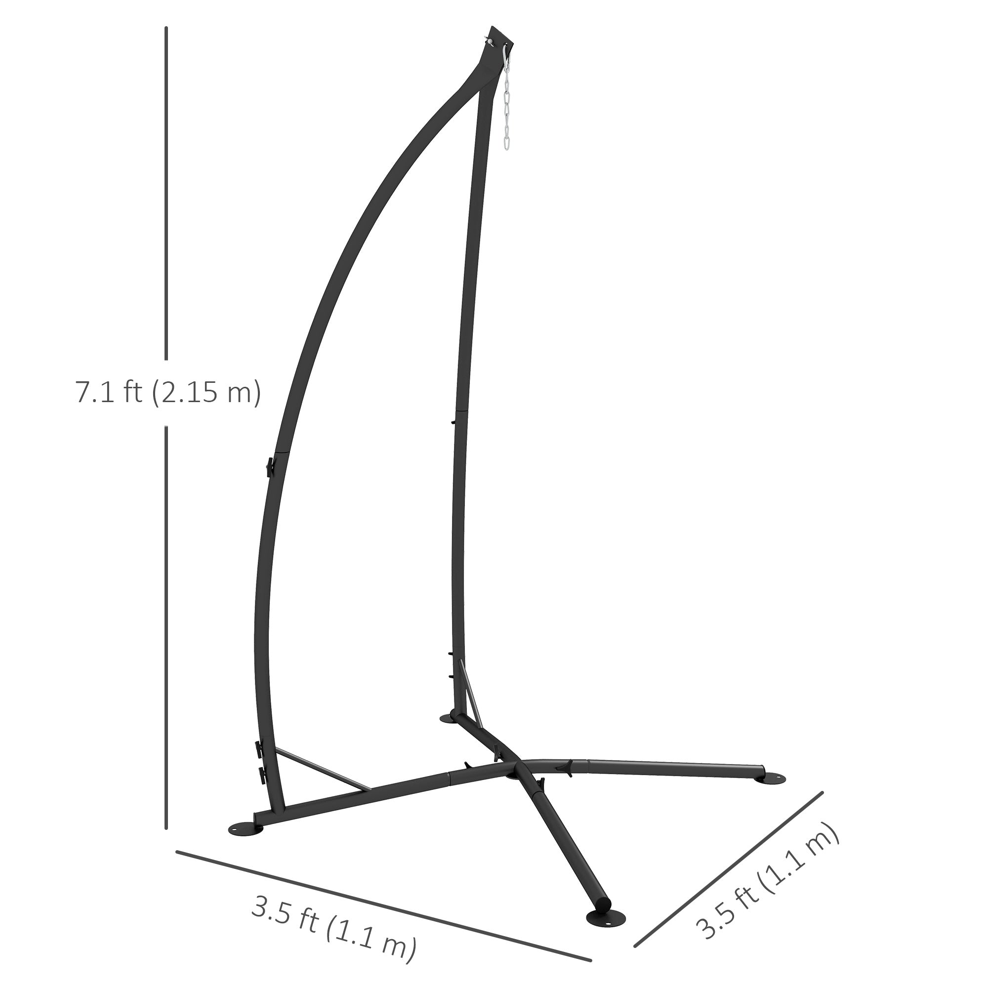 Hammock Chair Stand, Hanging Heavy Duty Steel Frame Hammock Stand Only with Chain for Indoor & Outdoor Use, Black