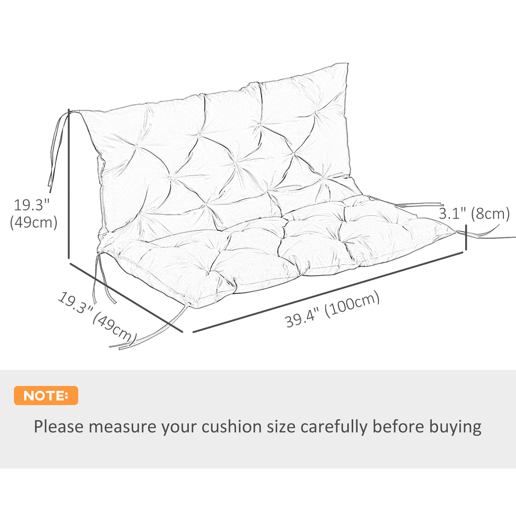2-Seater Garden Bench Cushion Swing Chair Mat Replacement with Backrest, for Indoor and Outdoor, 39.4"x38.6", Grey