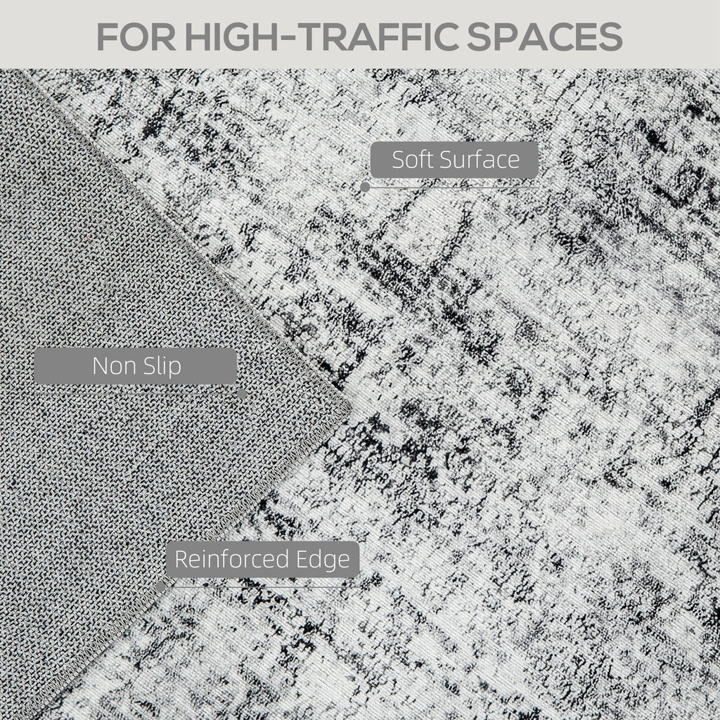 Area Rug for Living Room 6x9, Modern Abstract Machine Washable Rug, Non-Slip Carpet for Bedroom, Dining Room, Grey