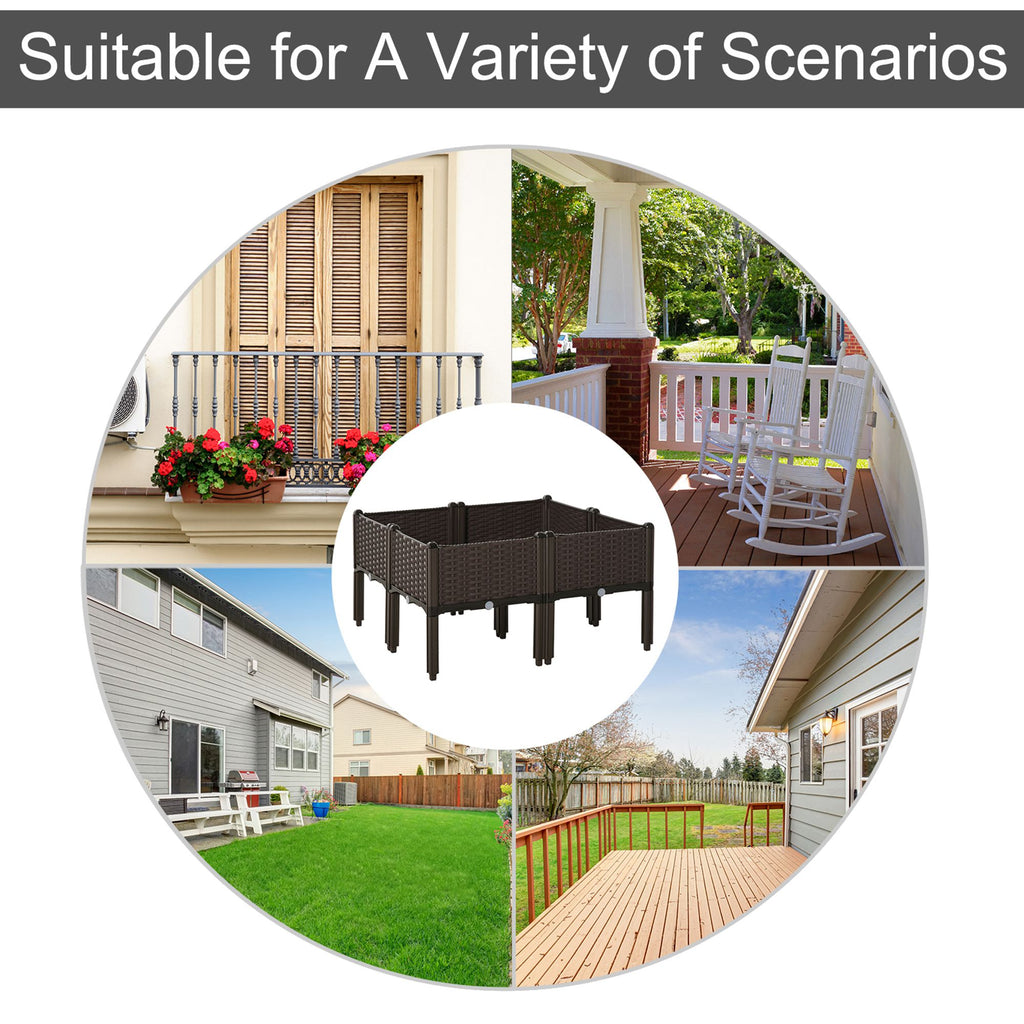4-piece Raised Garden Bed PP Raised Flower Bed Plant Stand Stackable Vegetable Herb Grow Box