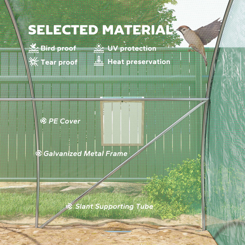 Walk-In Tunnel Greenhouse, Plant Hot House with 4 Windows and Zipper Door, 10' x 10' x 7' , Green