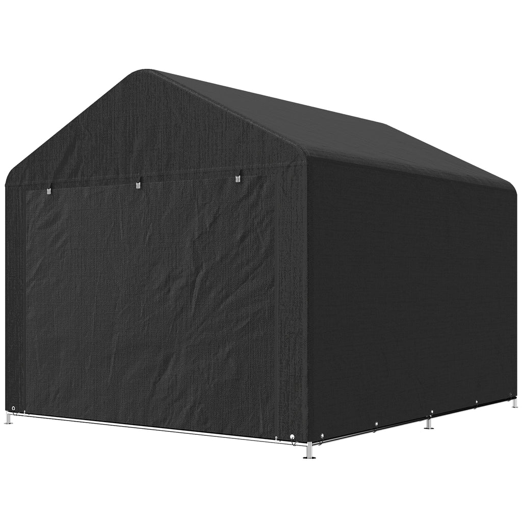 6.6' x 7.8' Portable Shed, Waterproof Bike Tent with Roll-up Zipper Door and Reinforced Galvanised Steel Frame, Black