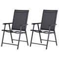 2-Piece Folding Dining Chair Set for Relaxing on Patio, Balcony, or Garden, Comfortable Outdoor Furniture with Armrests, Black