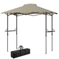 5 x 8.5 ft Pop Up Grill Gazebo with 2 Shelves, UPF 50+ Outdoor Instant Canopy Portable Shelter with Carry Bag, Khaki