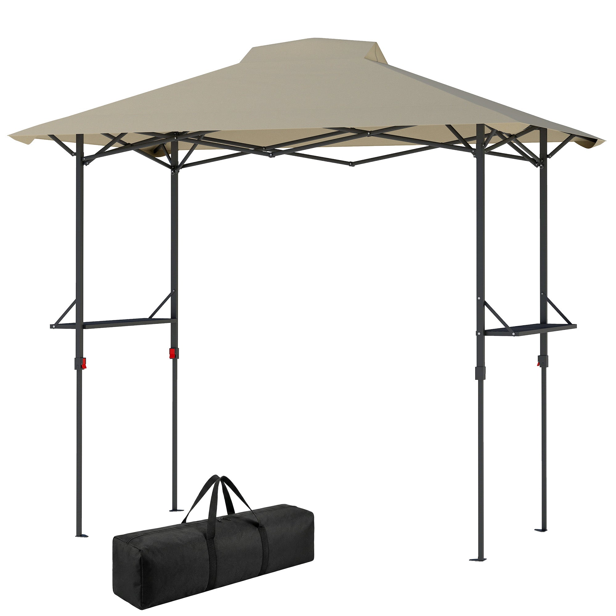 5 x 8.5 ft Pop Up Grill Gazebo with 2 Shelves, UPF 50+ Outdoor Instant Canopy Portable Shelter with Carry Bag, Khaki