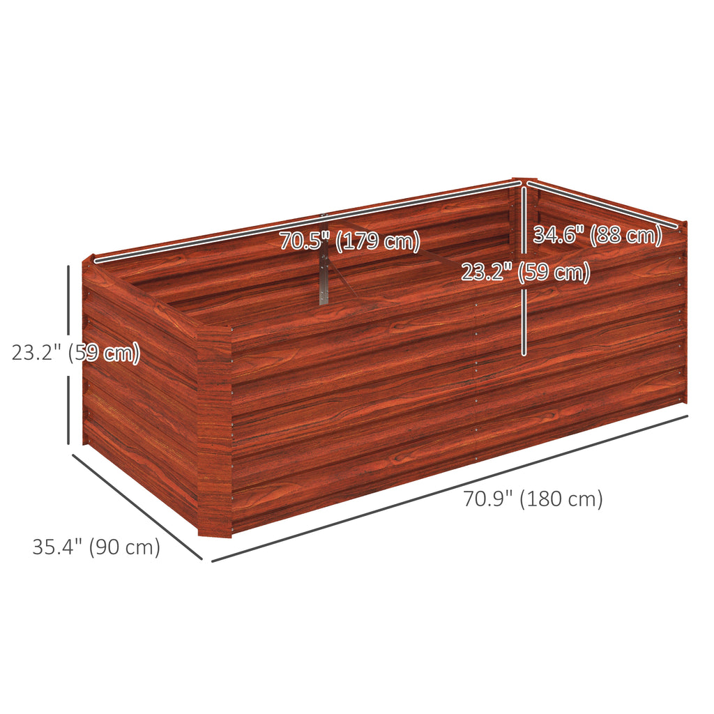 Galvanized Raised Garden Bed, Steel Outdoor Planters with Reinforced Rods, 71" x 35" x 23", Rustic Brown