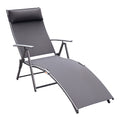 Heavy-duty Adjustable Folding Reclining Chair Outdoor Sun Lounger Patio Chaise Lounge Garden Beach Gravity Lounge with Pillow, 7 Adjustable Backrest Positions, Grey