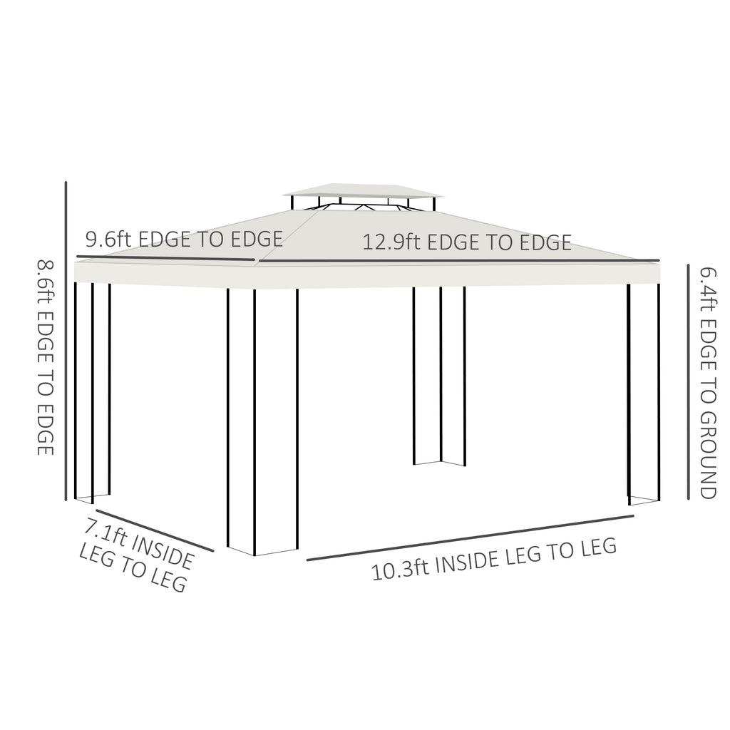 10' x 13' Outdoor Gazebo, Double Roof Patio Gazebo Canopy Shelter with Screen Decorate Corner Frame, White