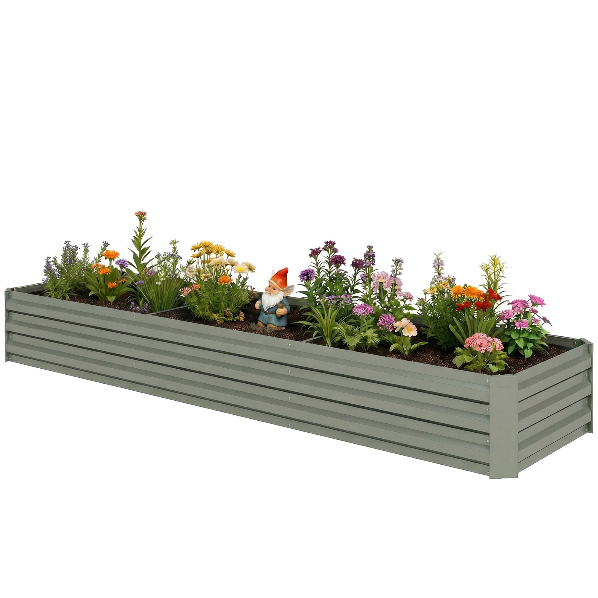 8'x2'x1' Galvanized Raised Bed, Large Elevated Planter Box for Growing Flowers, Herbs and Vegetables, Light Grey