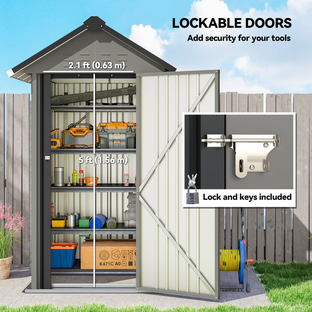 Outdoor Storage Shed with Lockable Door, Metal Garden Shed with 4 Vents for Backyard Patio