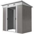 5.7' x 3.6' Outdoor Storage Shed, Metal Garden Tool Storage House Organizer with Lockable Sliding Doors and Vents for Backyard Patio Lawn, Light Grey