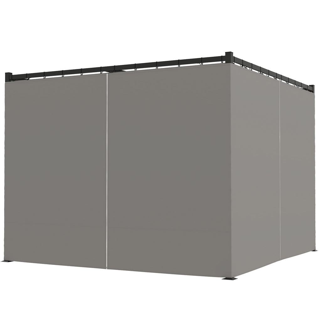 10' x 10' Retractable Pergola Canopy with Sidewalls, Metal Outdoor Gazebo Sun Shade Shelter, Light Grey