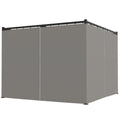 10' x 10' Retractable Pergola Canopy with Sidewalls, Metal Outdoor Gazebo Sun Shade Shelter, Light Grey