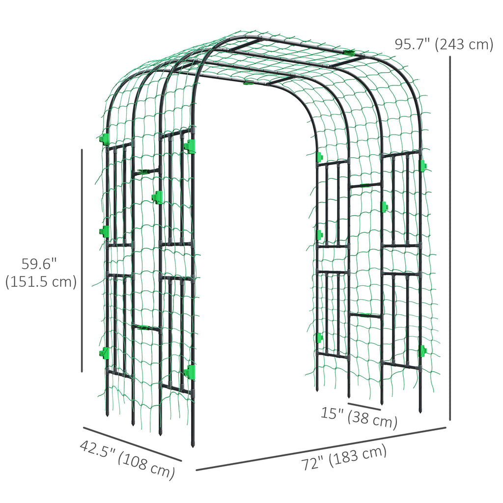 Arched Garden Trellis, 8 FT Tall Metal Plant Trellis Support with Trellis Netting for Climbing Plants