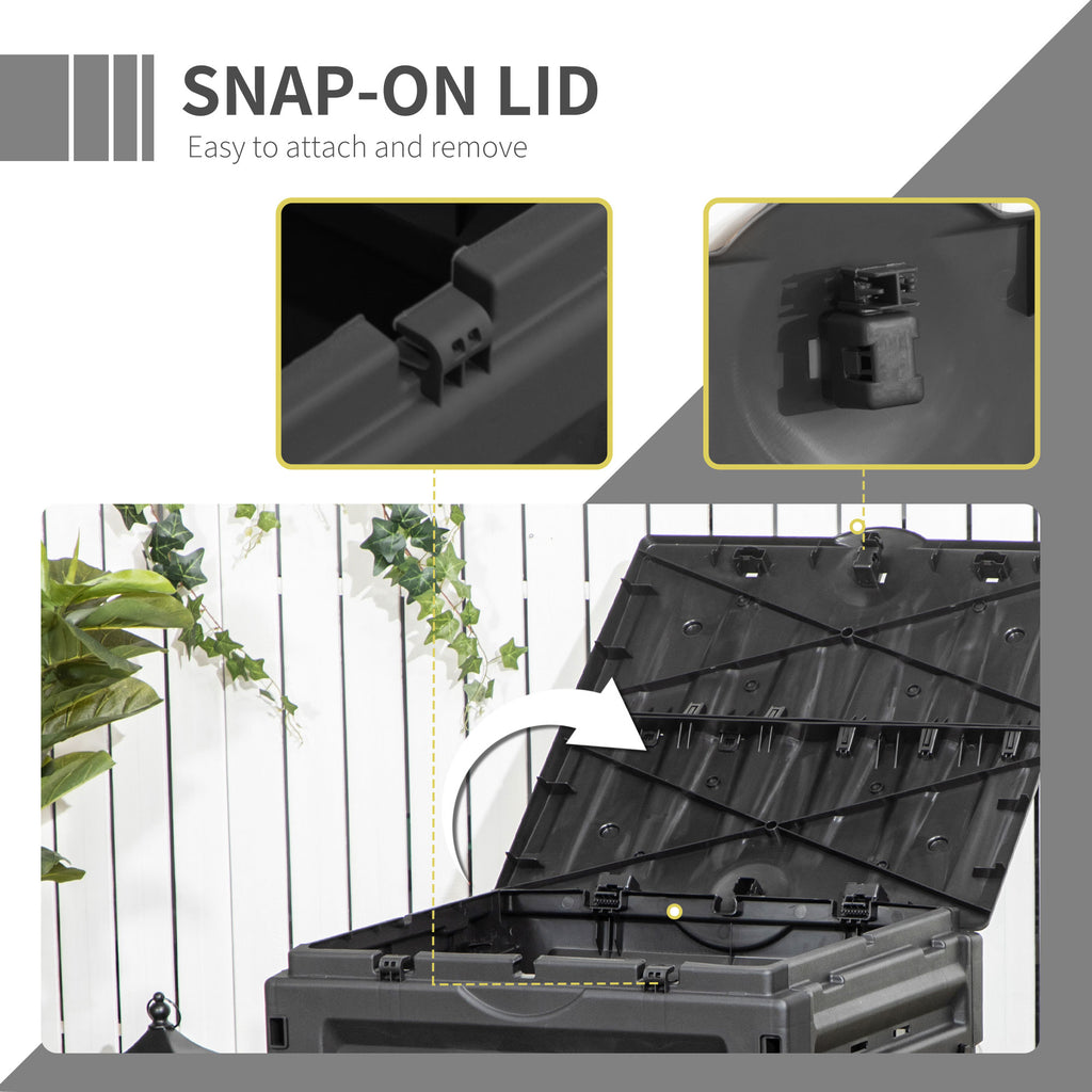 Compost Bin, Garden Composter with 80 Vents and 2 Doors, 120 Gallon (450L), Black