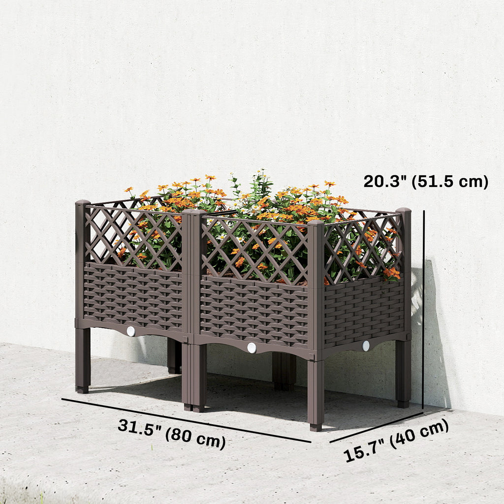 Raised Garden Bed with Legs, Self Watering Elevated Planter Boxes with Drainage Holes, 31.5" x 15.7" x 20.3"