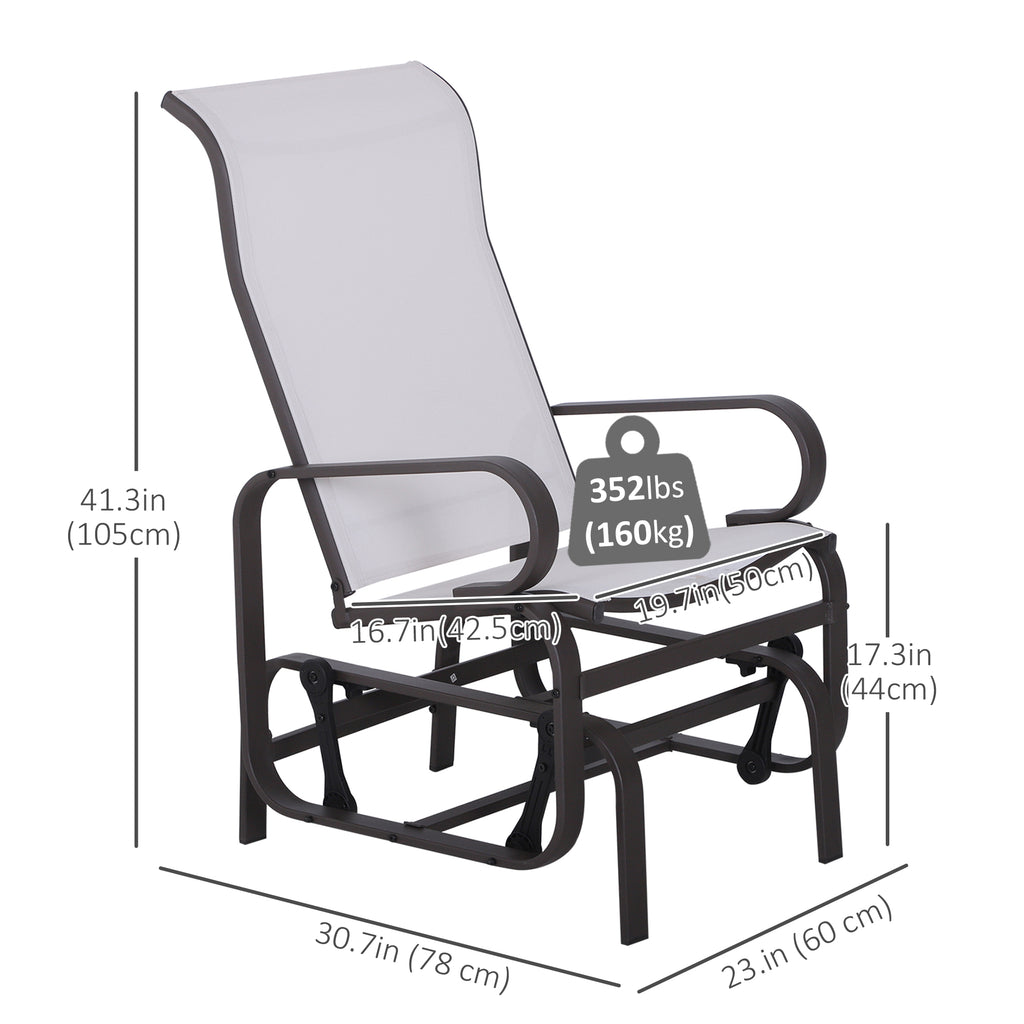 Outdoor Mesh Glider Swing Chair Patio Garden Rocking Gliding Seat Yard Porch Furniture, Brown Beige