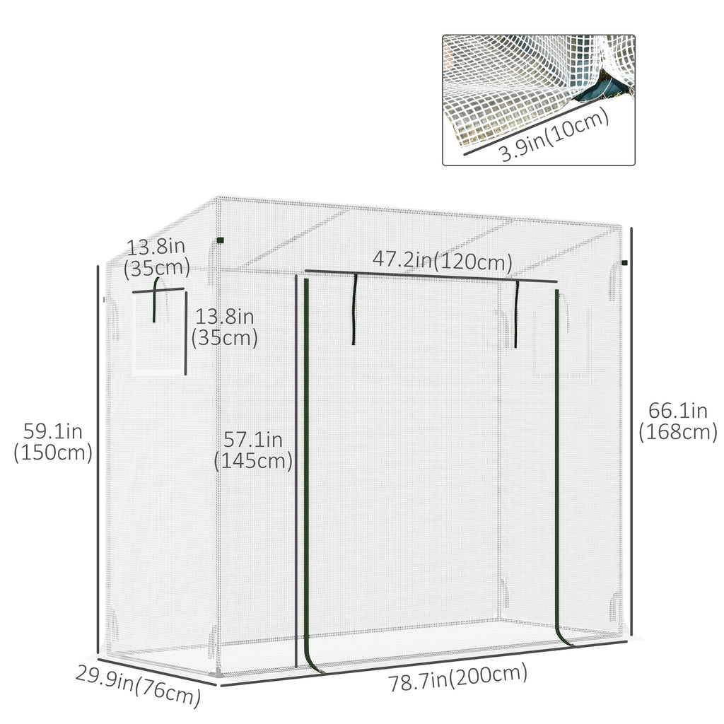 6.6' x 2.5' x 5.5' Patio Hot House, Walk-in Garden Greenhouse with Steel Frame, Door, Window for Balcony, Patio, White