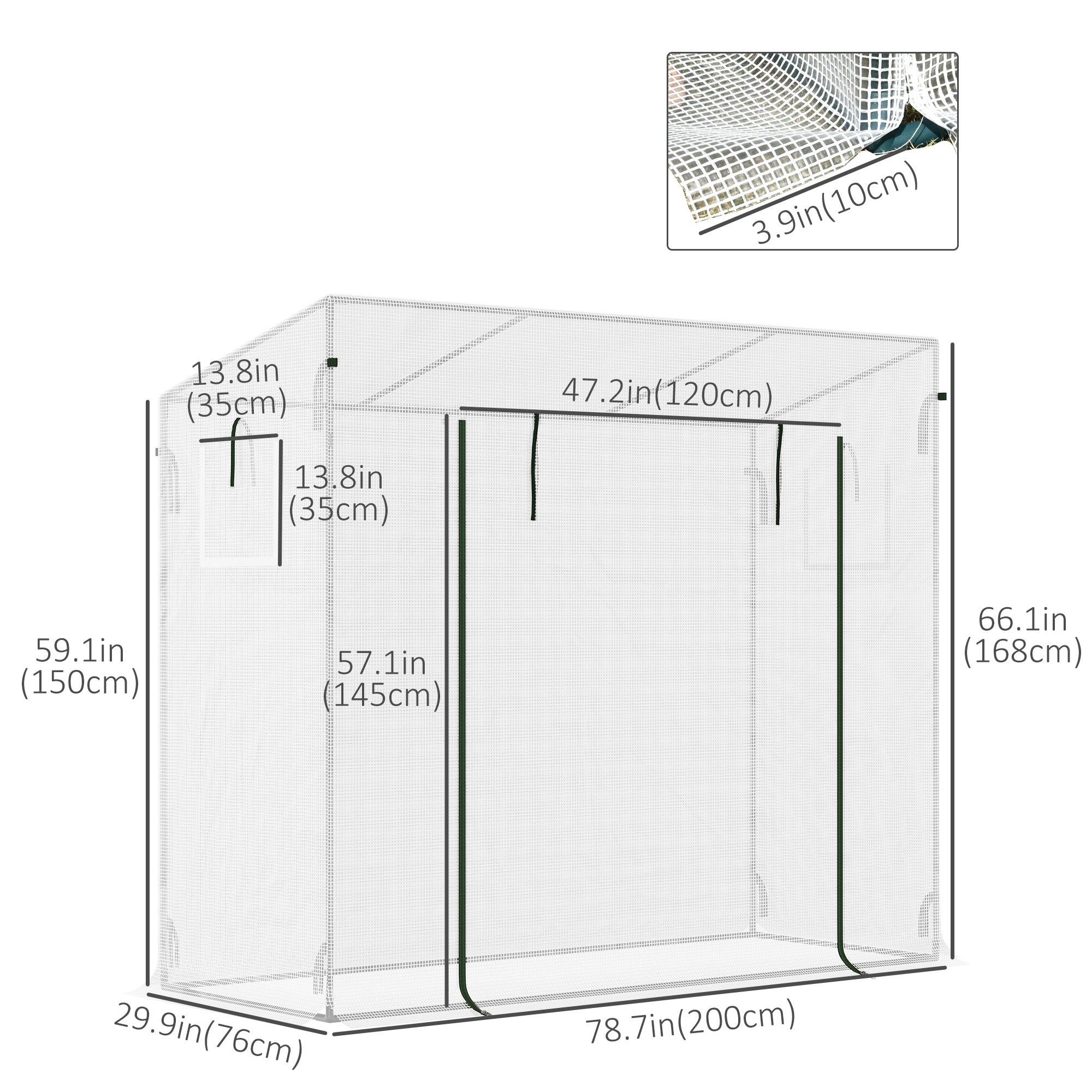 6.6' x 2.5' x 5.5' Patio Hot House, Walk-in Garden Greenhouse with Steel Frame, Door, Window for Balcony, Patio, White