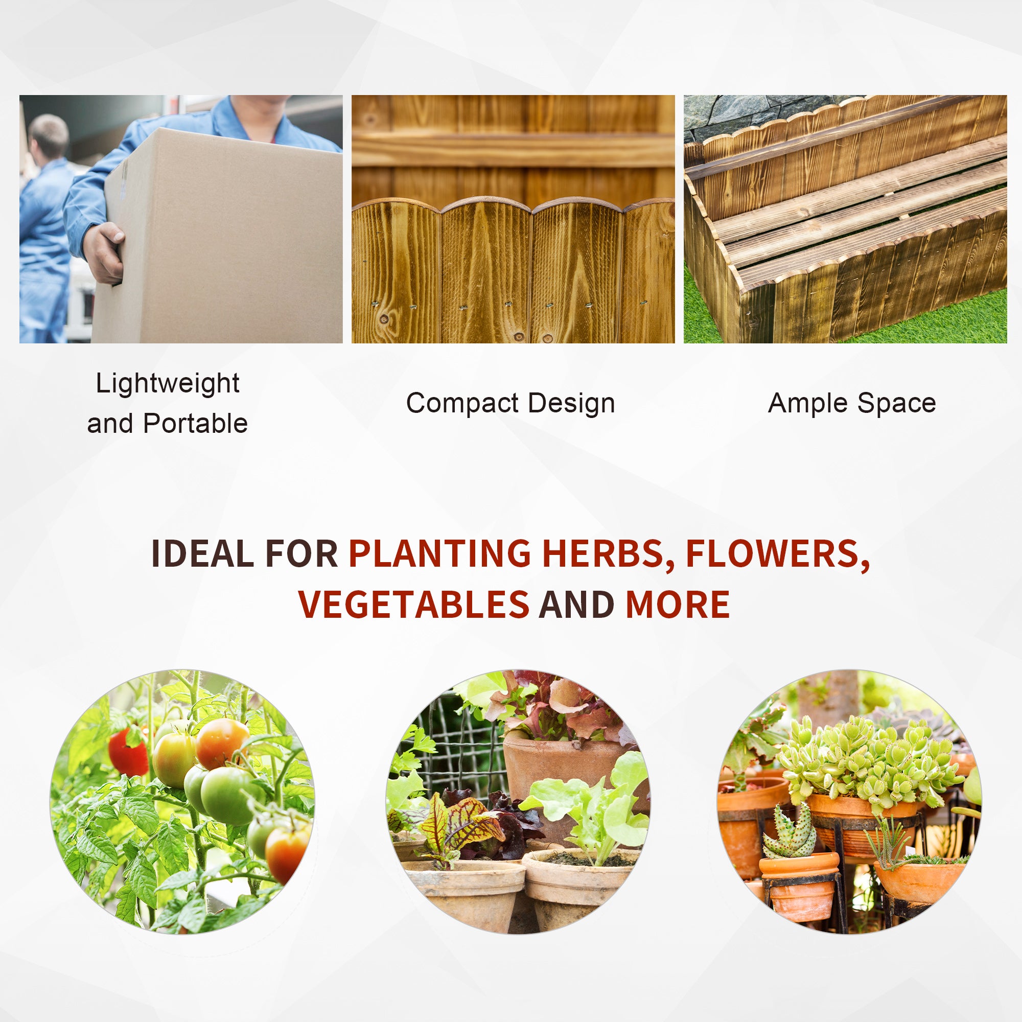 40" x 16" x 12"  Wooden Raised Garden Bed, Raised Planter Box, Planter Raised Bed with Drainage Holes, Natural