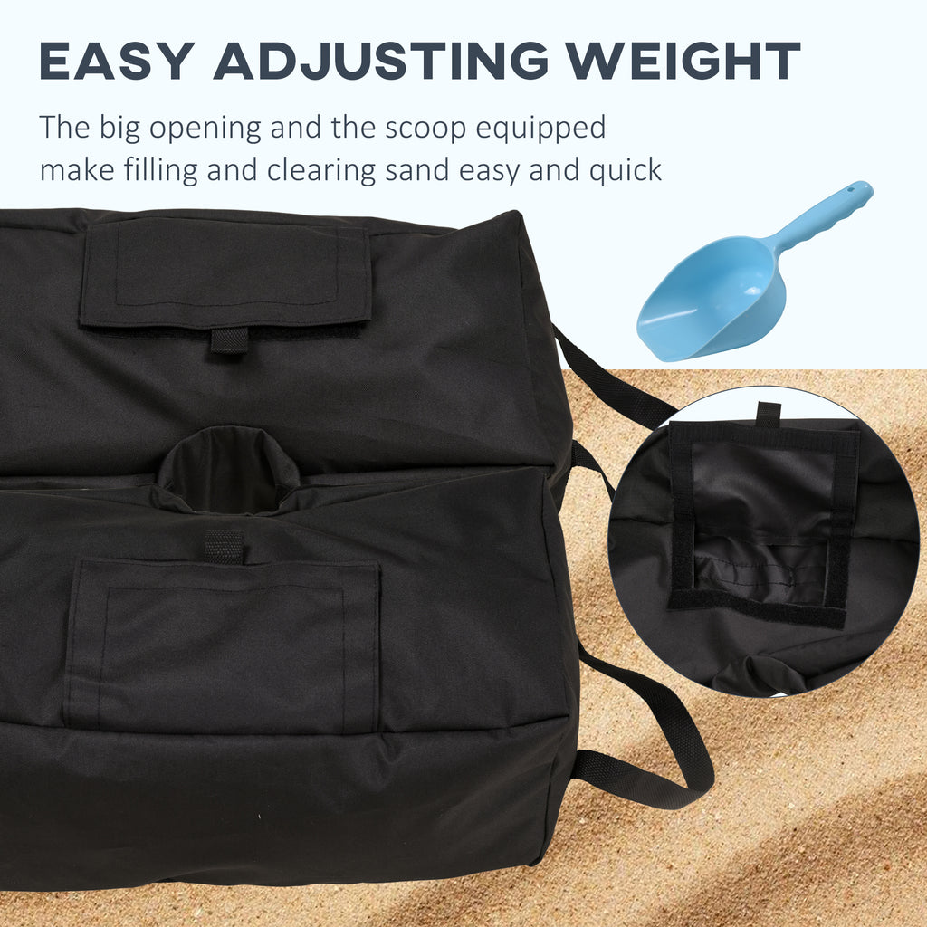 2pc Umbrella Base, Weight Bag, Garden Parasol Weight Base, Filled Sand Fits Most Umbrella w/ Scoop Up 55lbs, Black