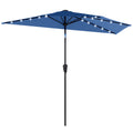 Half Outdoor Patio Umbrella with Solar LED Lights Half Umbrella with Crank 105.1" x 53.5" Navy Blue