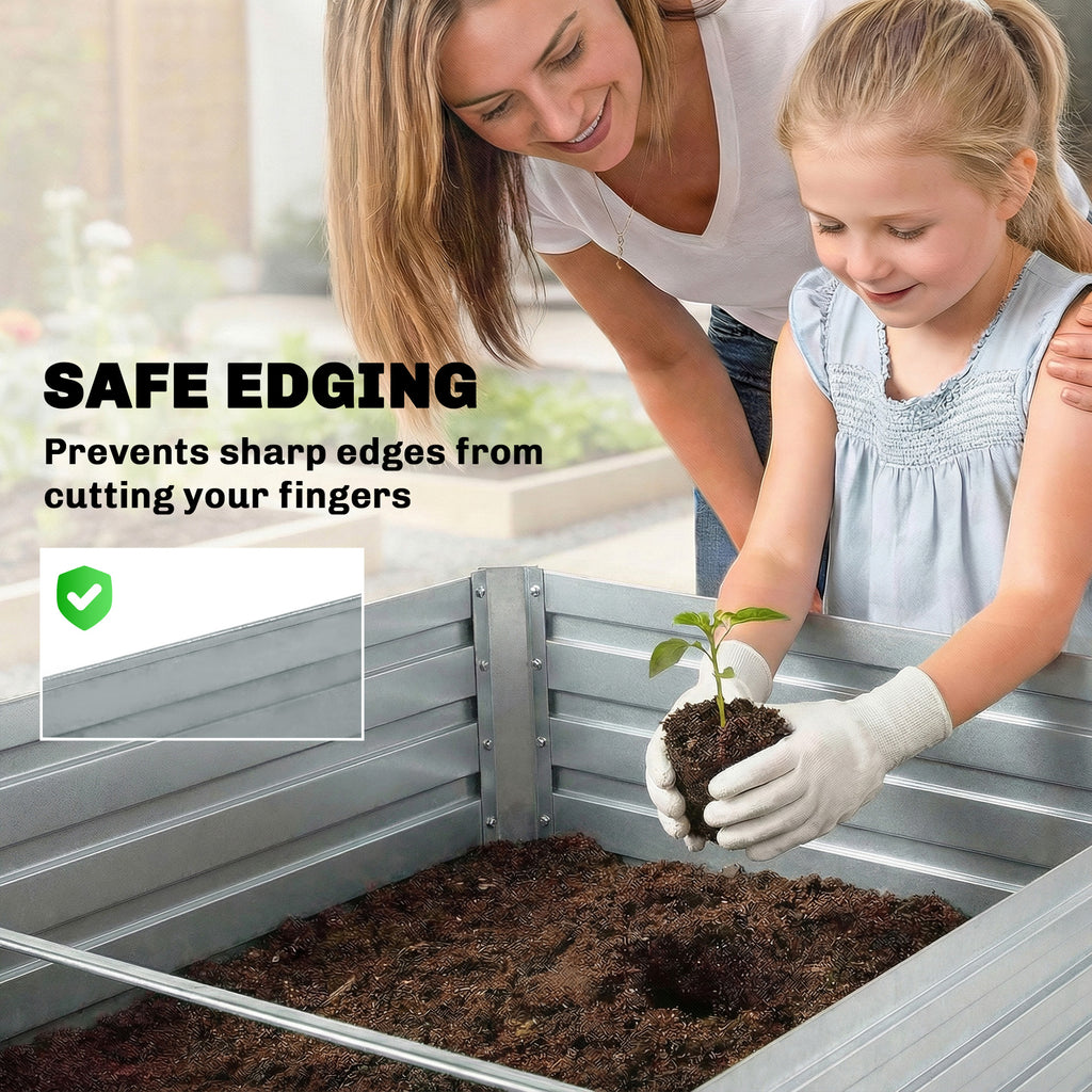 6' x 3' x 2' Raised Garden Bed, Set of 2 Galvanized Planter Box for Vegetables, Flowers, Herbs, Silver