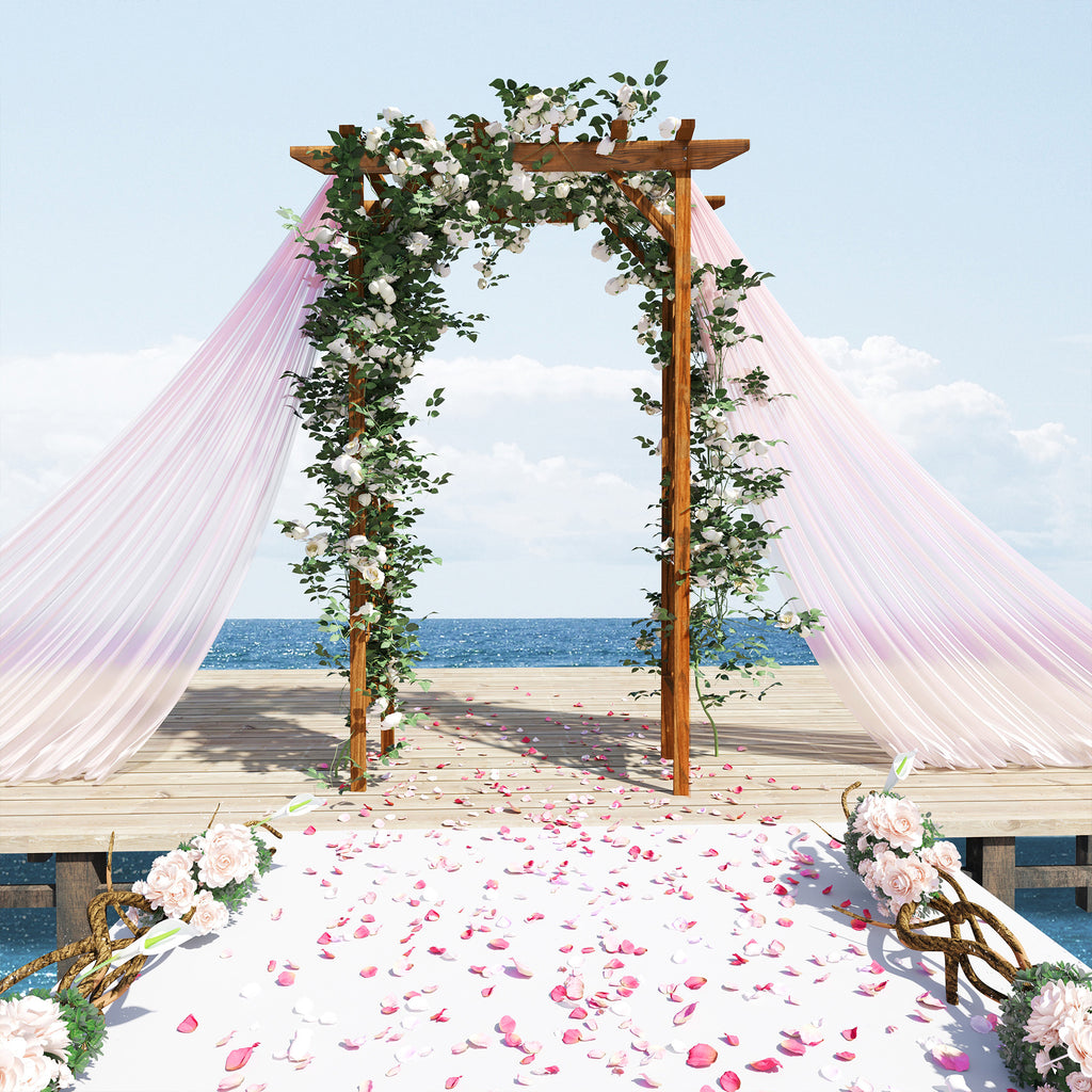 79" Plant Trellis, Arched Garden Arbour with Pergola Style Roof, Fir Wood Frame for Climbing Vines