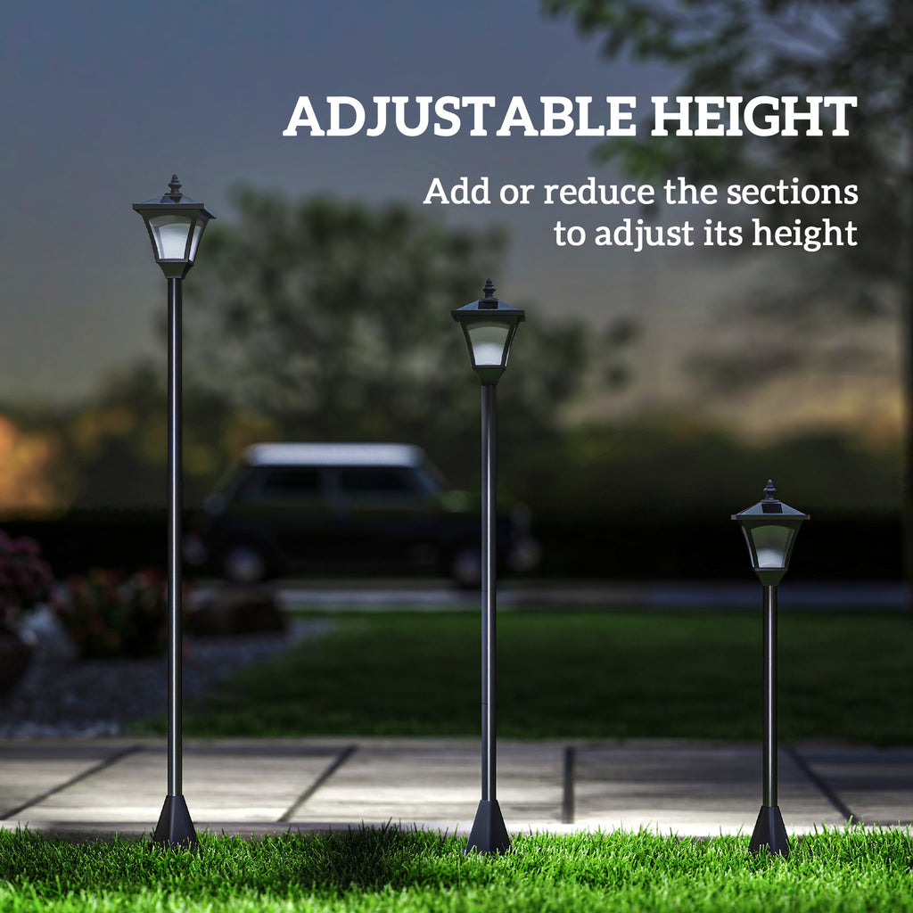Single Solar Lamp Post Garden Solar-Powered LED Streetlight Style Outdoor Light Waterproof 5-6 Hours with Base for Lawn Pathway Walkway 47"H, Black