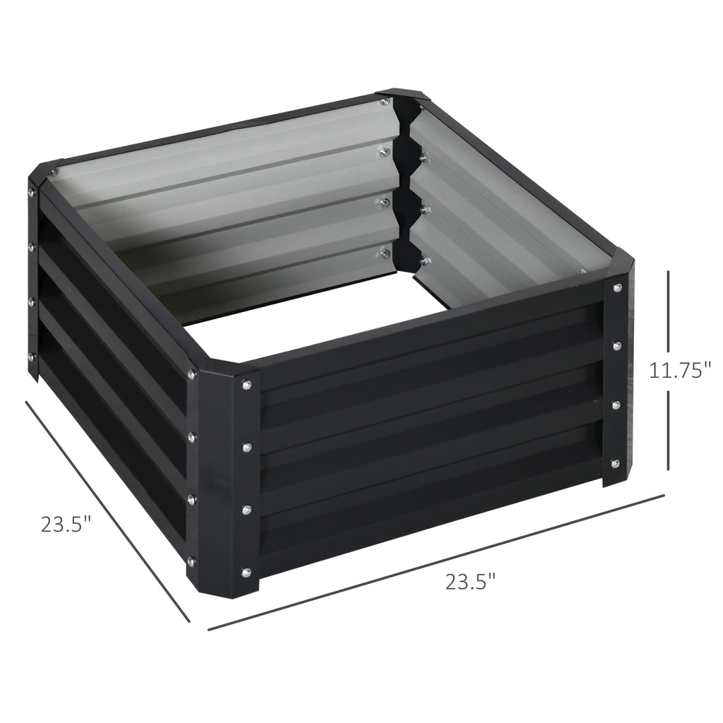 2' x 2' x 1' 2-Pieces Raised Garden Bed with Galvanised Steel Frame for Vegetables, Flowers, Herbs, Grey